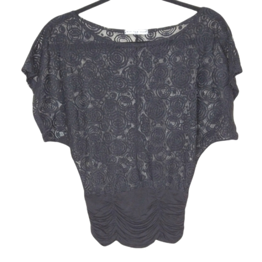 Bui-Yah-Kah U.S.A. Vintage Black Lace Sheer Top Size Small
